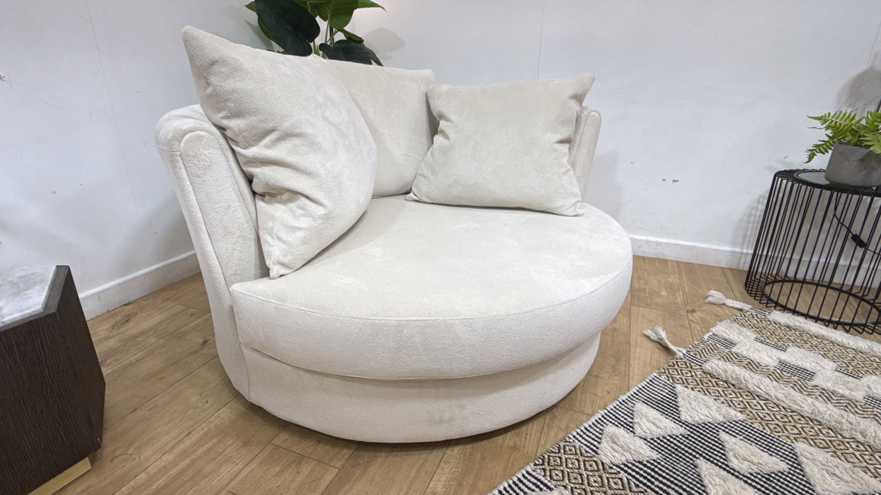Sofology Castello Fabric Large Swivel Chair in Soft Sherpa Natural