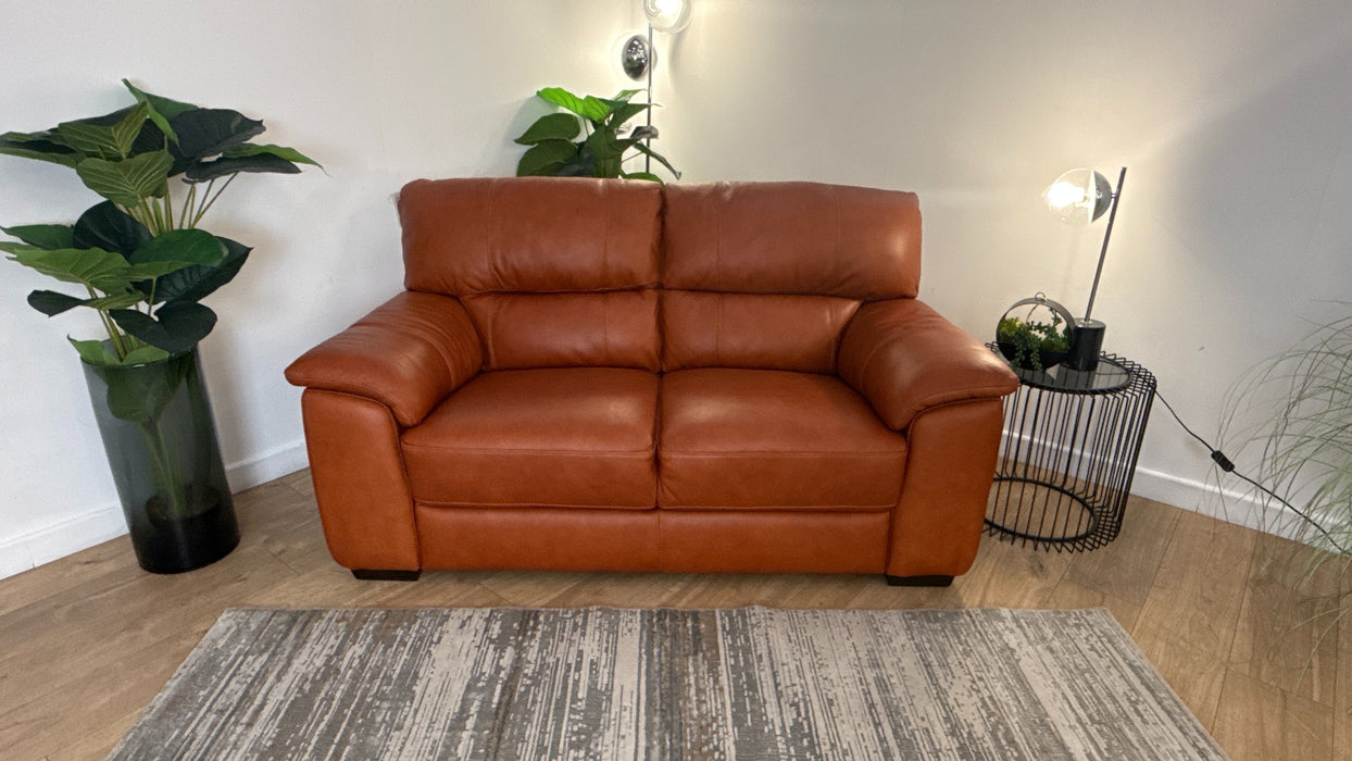 Sofology Santina Leather 2 Seater in Relaxed Soft Amber