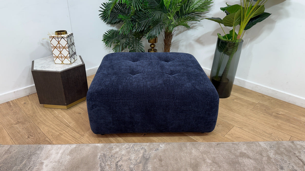 Sofology Flex Fabric Footstool in Heavy Textured Chenille Navy