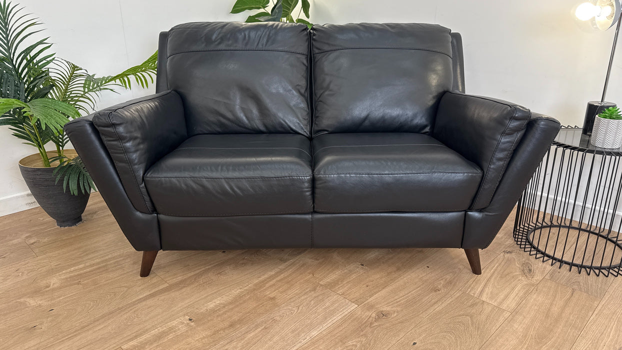 Fellini 2 Seat - Leather Sofa - Alaska Black