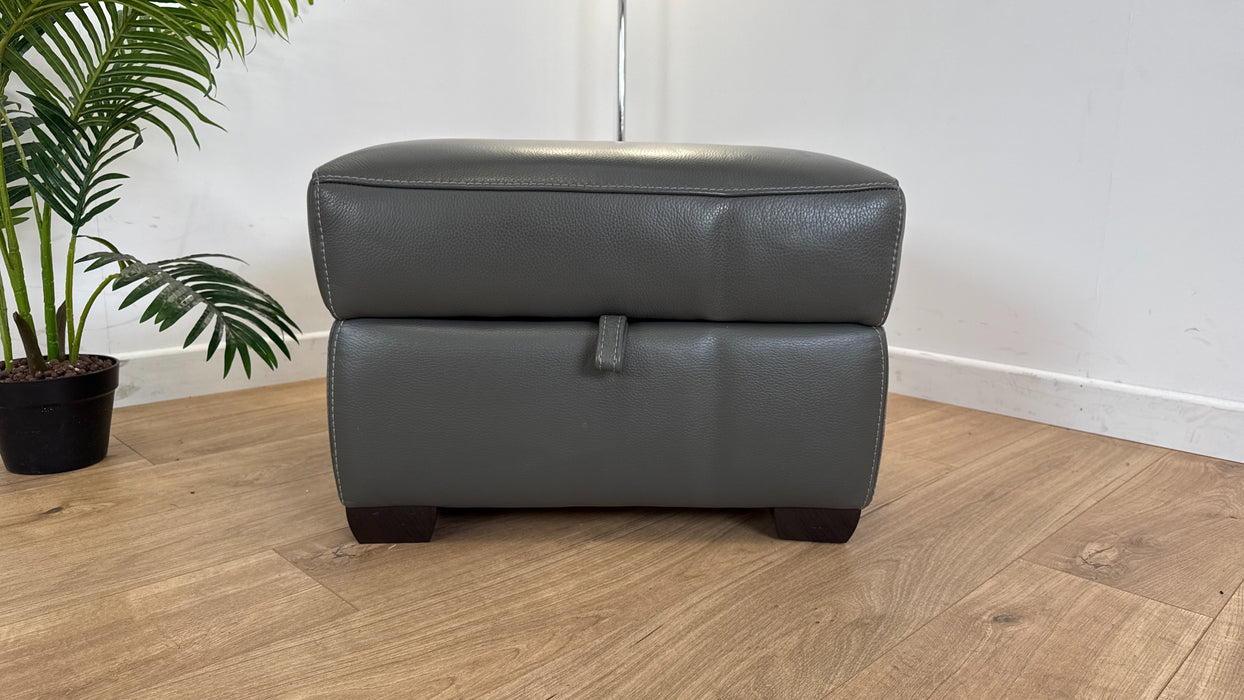 Valante - Leather Storage Footstool - Grey