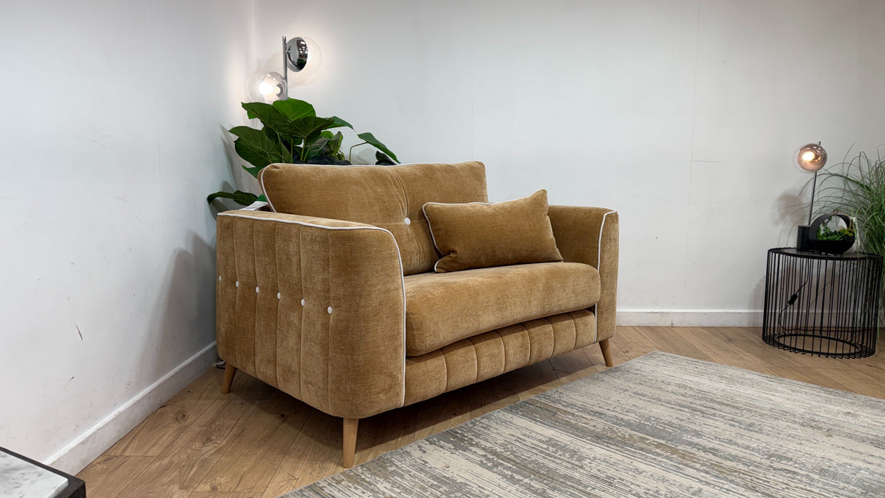 Sofology Remy Fabric Loveseat in Soft Chenille Almond Mix With Natural Contrast Piping