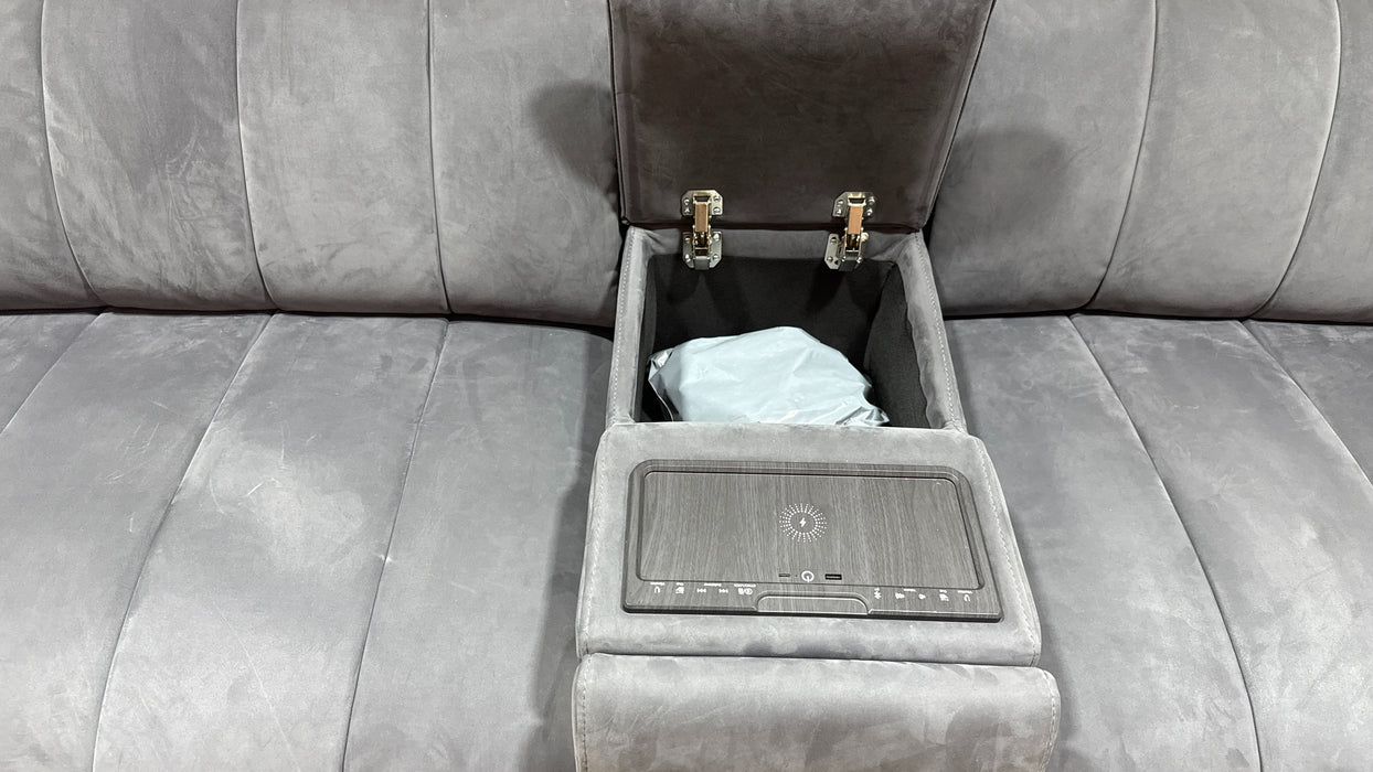 Sofology Paramount Fabric 2.5 Seater Console Power Recliner/Headrest Speakers in Lifestyle Flecked Charcoal