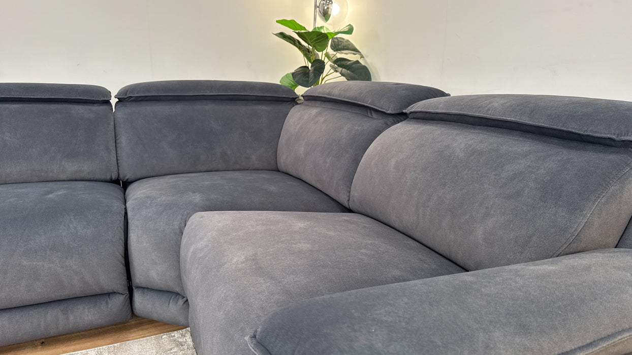 Benz 3 Corner 1.5 - Fabric Power Reclining Sofa   - Lifestyle Flecked Charcoal