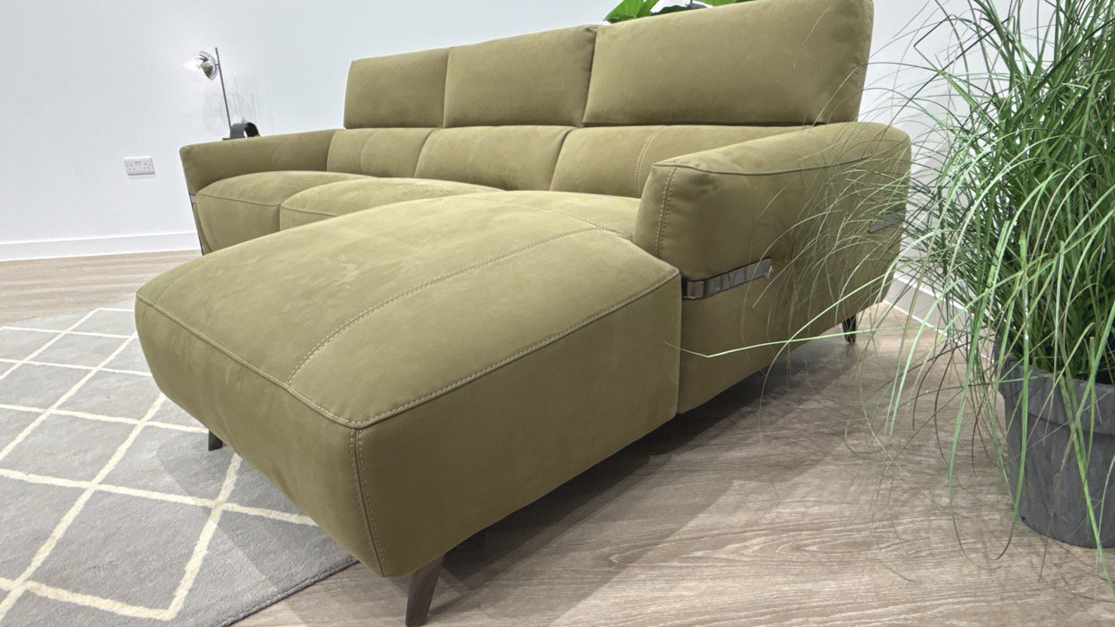 Sofology Arlington Fabric 3 Seater Chaise in Lifestyle Nubuck Feel Olive