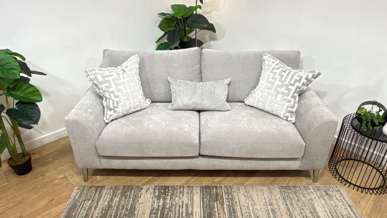 Sofology Mayfair Fabric 3 Seater Foam Seats in Soft Chenille Silver/Silver Mix