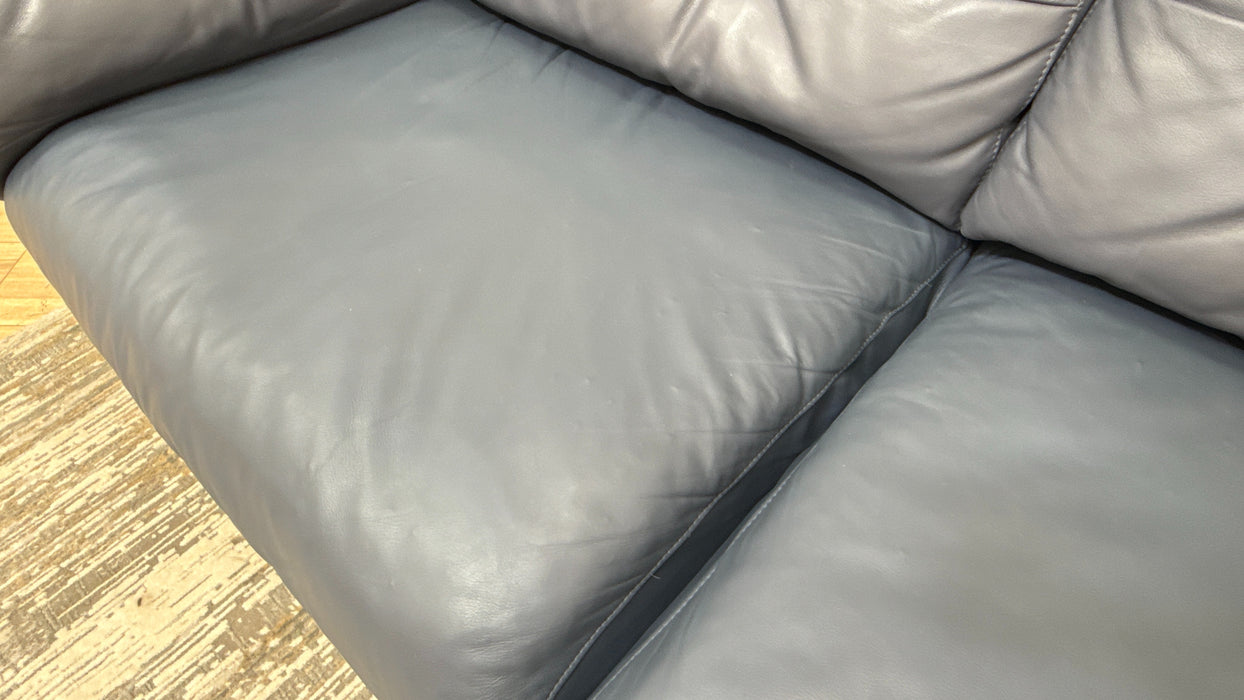 Sofology Hygge Leather 4 Seater Split in Trusty Matt Steel Blue