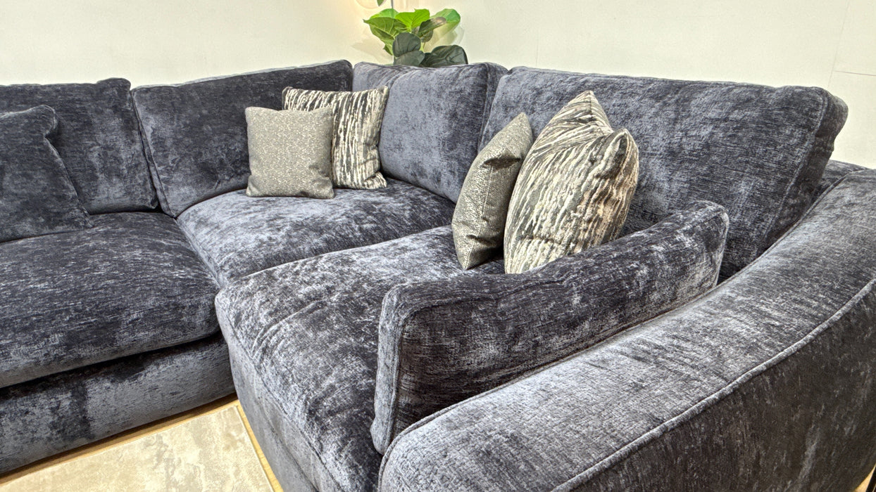 Sofology Bellagio Fabric 3 Corner 1 Reversible Feather Flex Seats in Chunky Luxe Chenille Ink Mix