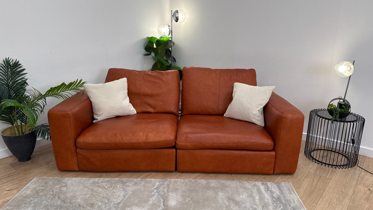 Sofology Retreat Leather 3 Seater in Amber