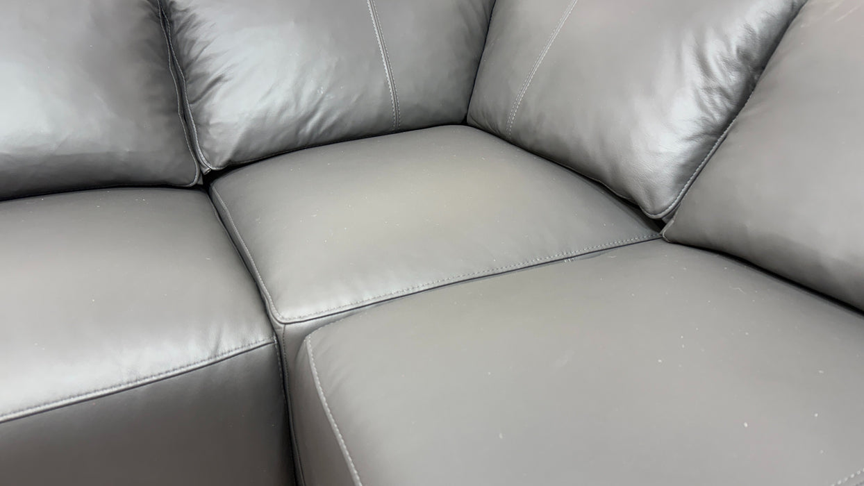 Sofology Tessuto Leather Chaise 1 Corner 3 in Trusty Matt Charcoal