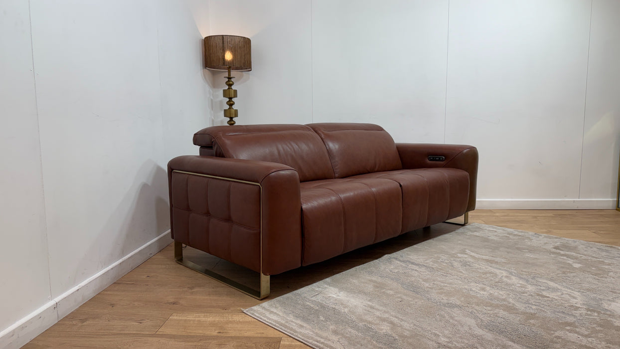 Sofology Marvella Leather 2.5 Seater Power Recliner/Headrest in Trusty Sheen Butterscotch