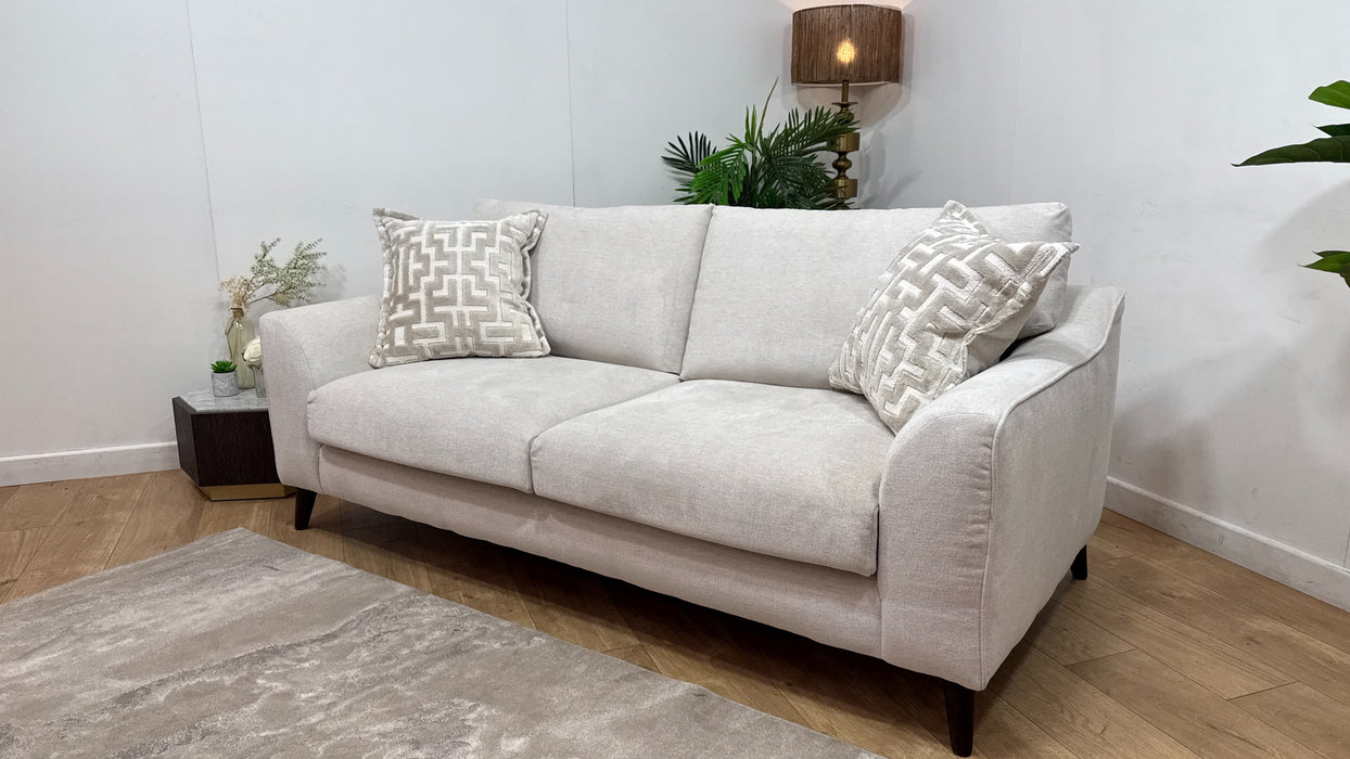 Sofology Mayfair Fabric 3 Seater Foam Seats in Linen Look Chenille Mist/Pearl Mix