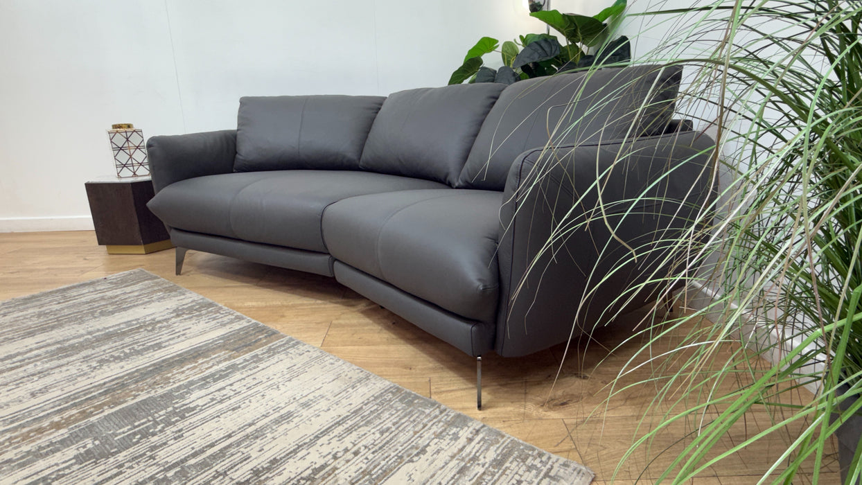 Sofology Adler Leather Asymmetric 3 Seater in Trusty Matt Charcoal