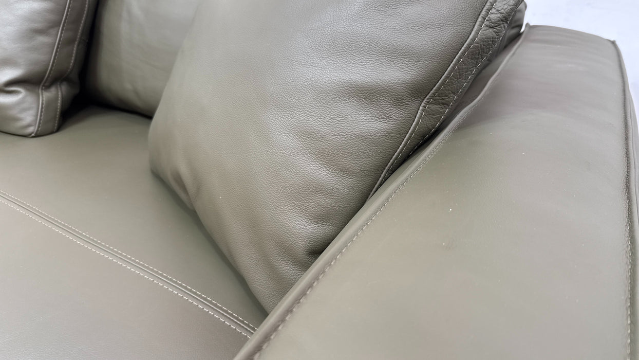 Sofology Palazzo Leather 3 Seater without Trim in Trusty Matt Olive