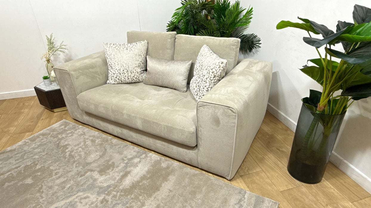 Sofology Ascot Fabric 2 Seater Bench Seat in Soft Sherpa Stone Mix