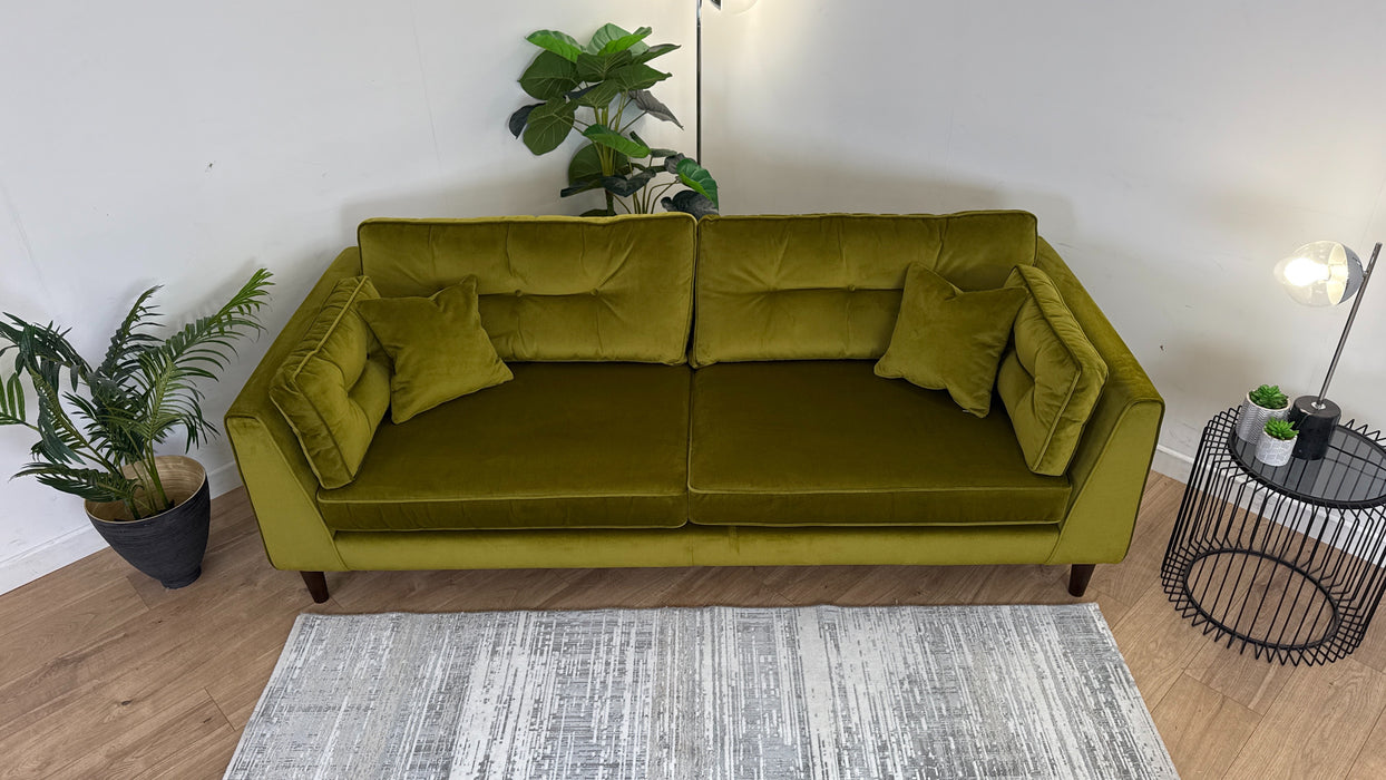 Cricket 4 Seater Sofa - Fabric - Green Velvet All Over