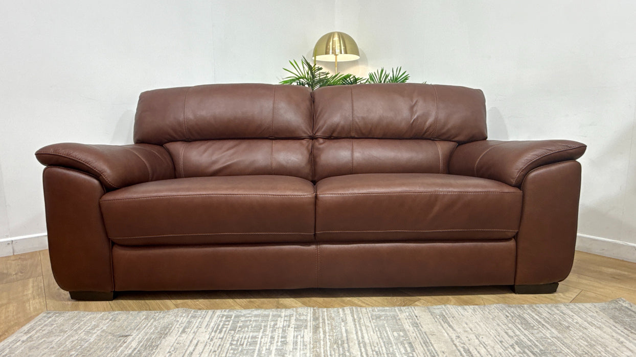 Sofology Santina Leather 3 Seater in Relaxed Soft Brown