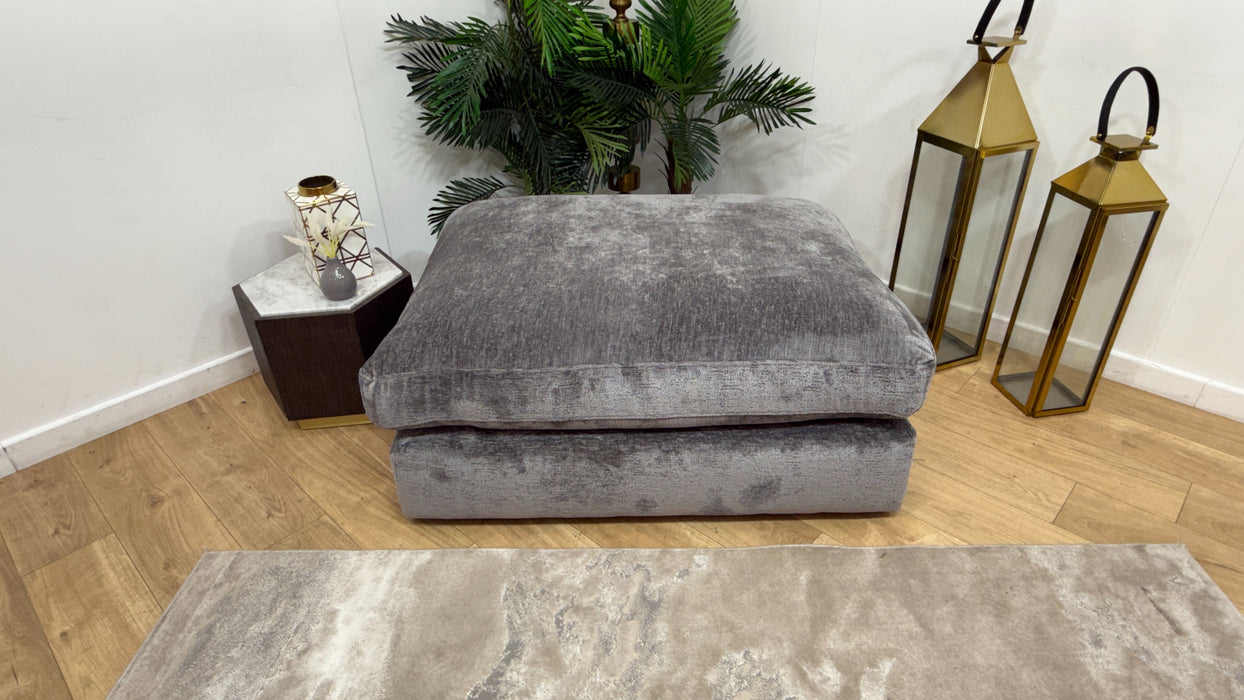 Sofology Bellagio Fabric Footstool Extra Flex Filling in Chunky Luxe Chenille Charcoal