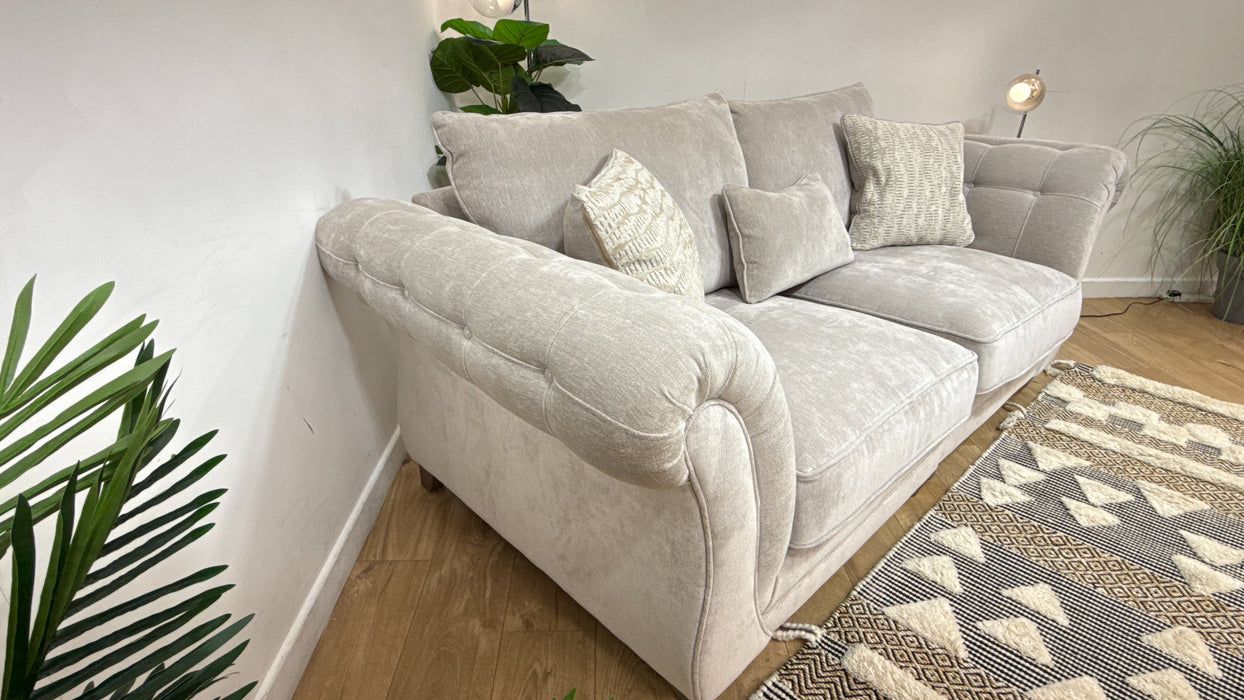 Sofology Highgrove Fabric 3 Seater Split Full Back Extra Flex in Luxury Deep Pile Chenille Silver