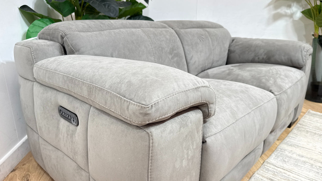 Sofology Laurence Fabric 2 Seater Power Recliner/Headrest in Lifestyle Textured Charcoal
