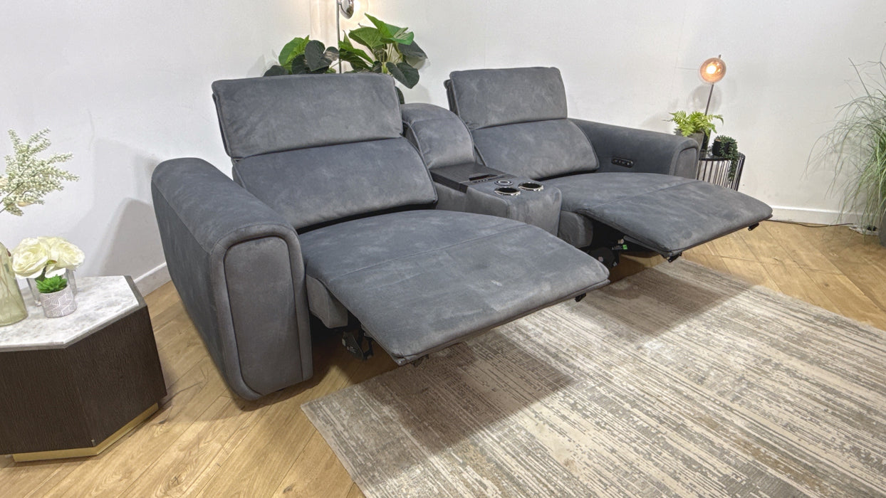 Sofology Premiere Fabric 2.5 Seater Smart Console Power Recliner/Headrest in Lifestyle Flecked Charcoal