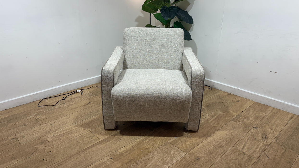 Sofology Russo Fabric Accent Chair in Lustre Weave Contrast Piping Pebble Mix