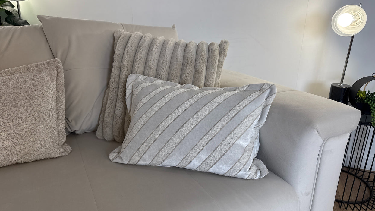 Sofology The Oscar Fabric 3 Seater with Silver Trim in Super Matt Velvet Ecru