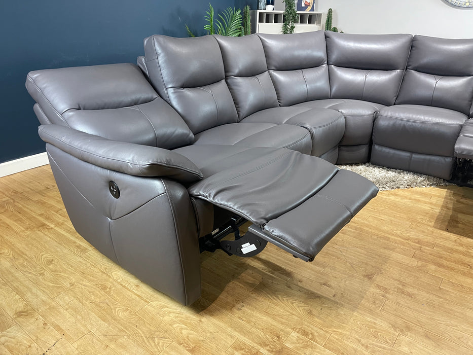 Albion 3 corner 2 Leather Down Pipe Grey Power Recliner (WA2)