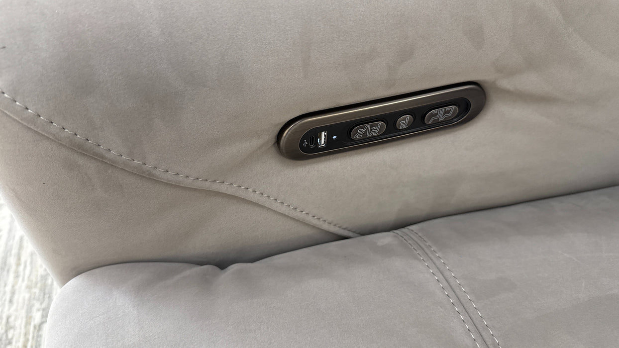 Sofology Marvella Fabric 1.5 Corner 3 Power Recliner/Headrest in Lifestyle Nubuck Feel Light Grey