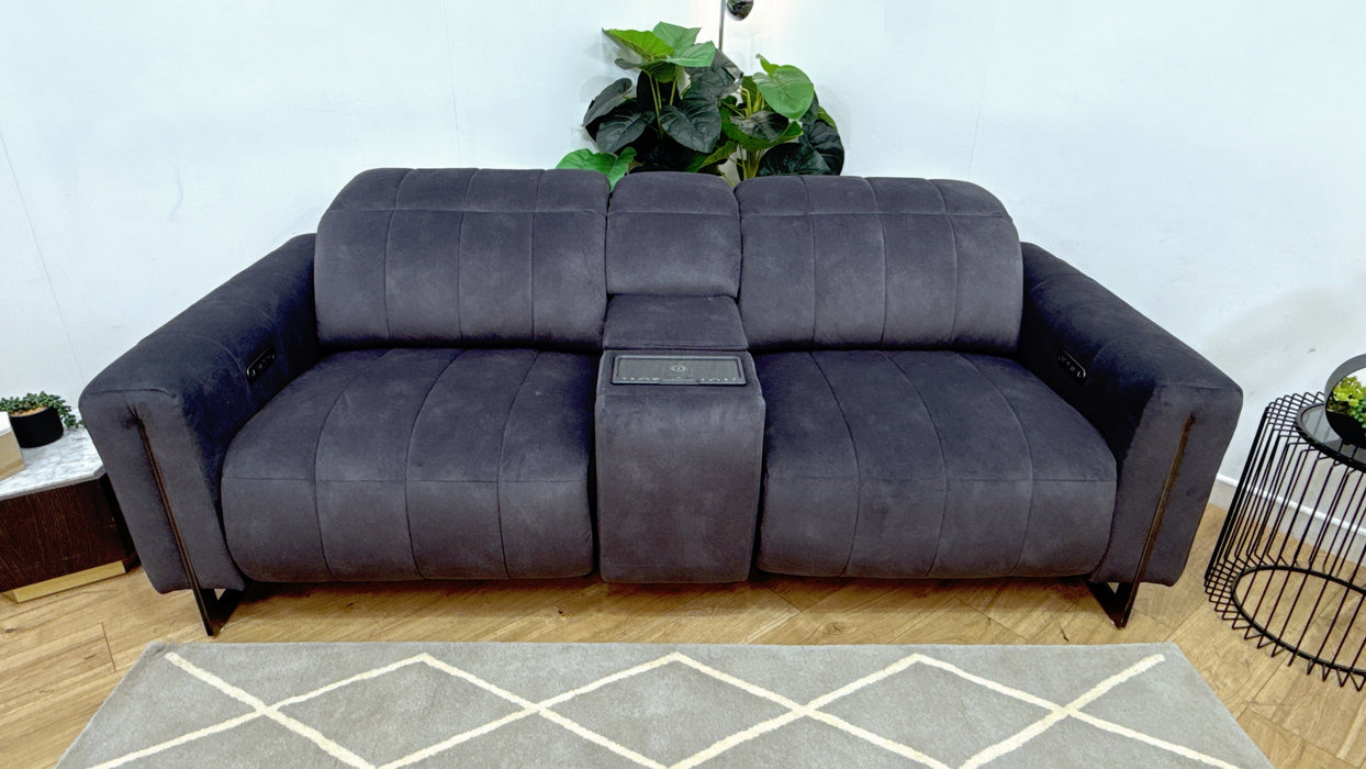 Sofology Paramount Fabric 2.5 Seater Console Power Recliner/Headrest Speakers in Lifestyle Flecked Anthracite