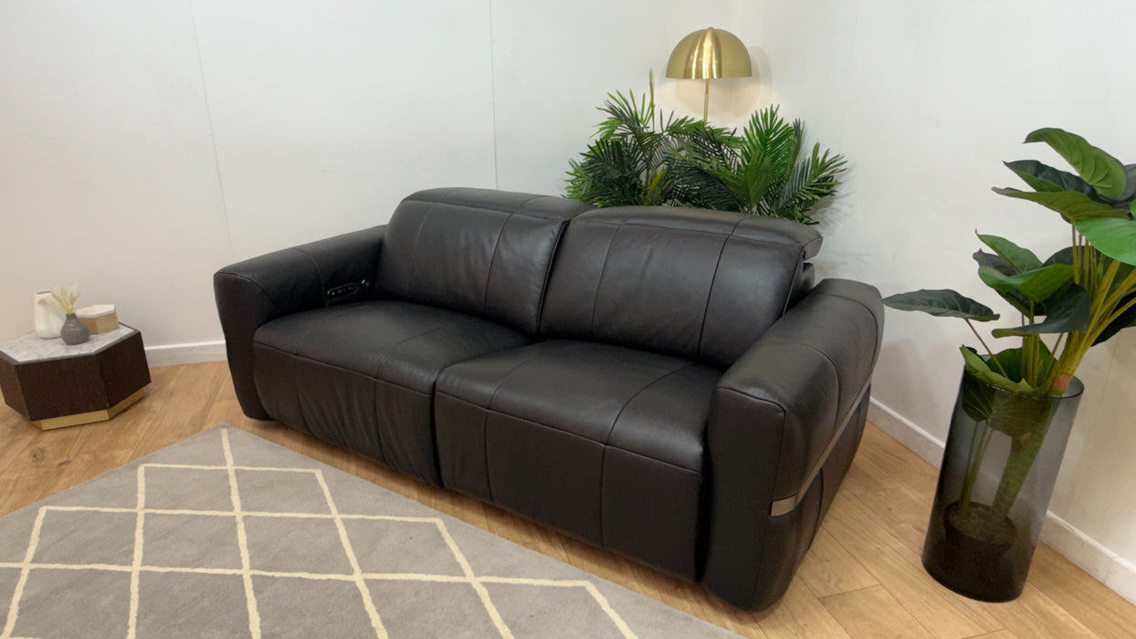 Sofology Lumiere Leather 2.5 Seater Power Recliner/Headrest in Trusty Embossed Jet Black