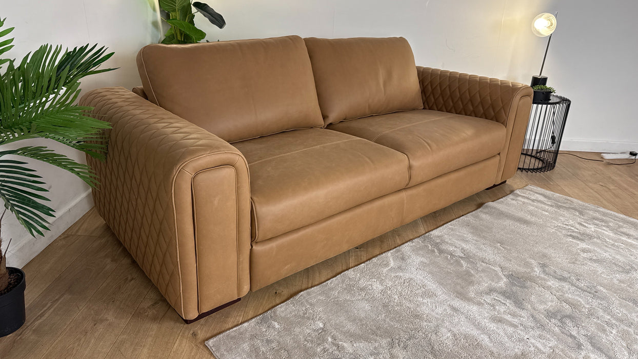 Sofology The Firenze 3 Seater Leather Sofa in Character Vintage Tan