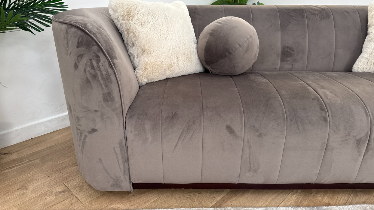 Sofology The Fitzrovia 3 Seater Fabric Sofa in Matt Velvet Mole Mix With Trim