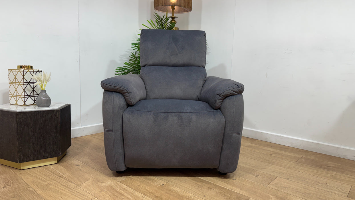 Sofology Ripley Fabric Chair Power Recliner/Headrest Lumbar Support in Lifestyle Flecked Charcoal