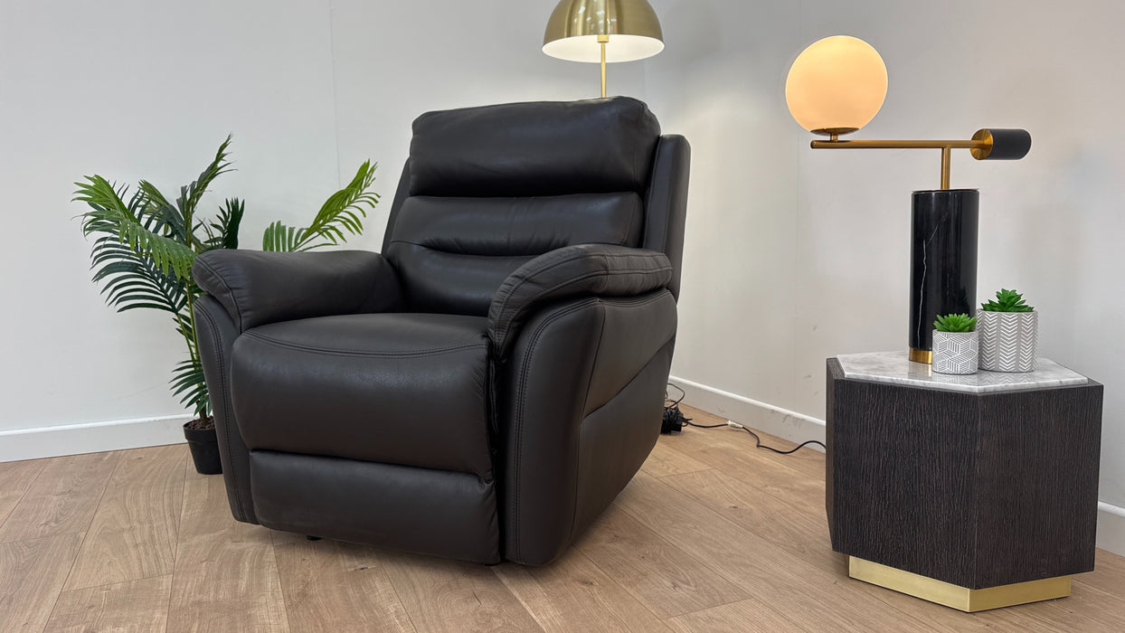 Broxton Leather Chair - Power recliner - Power headrest - Black Coffee