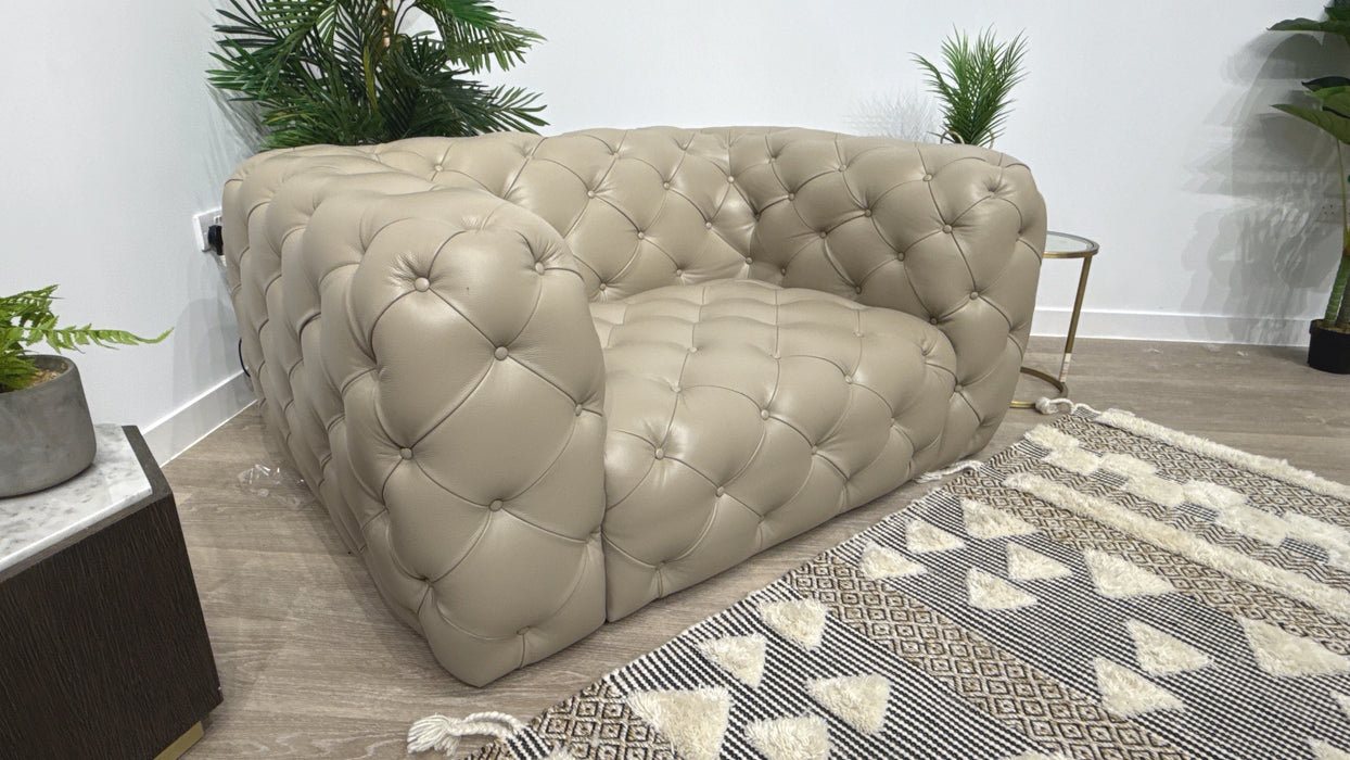 Sofology Venezia Leather Loveseat in Trusty Embossed Stone