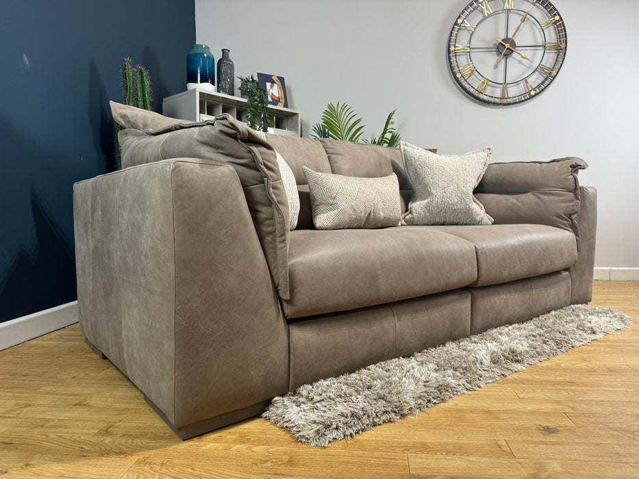 Strato 3 Seater Split Character Leather Taupe (WA2)