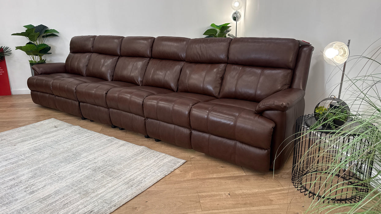 Sofology 6 Seater Leather Sofa in Trusty Sheen Chocolate