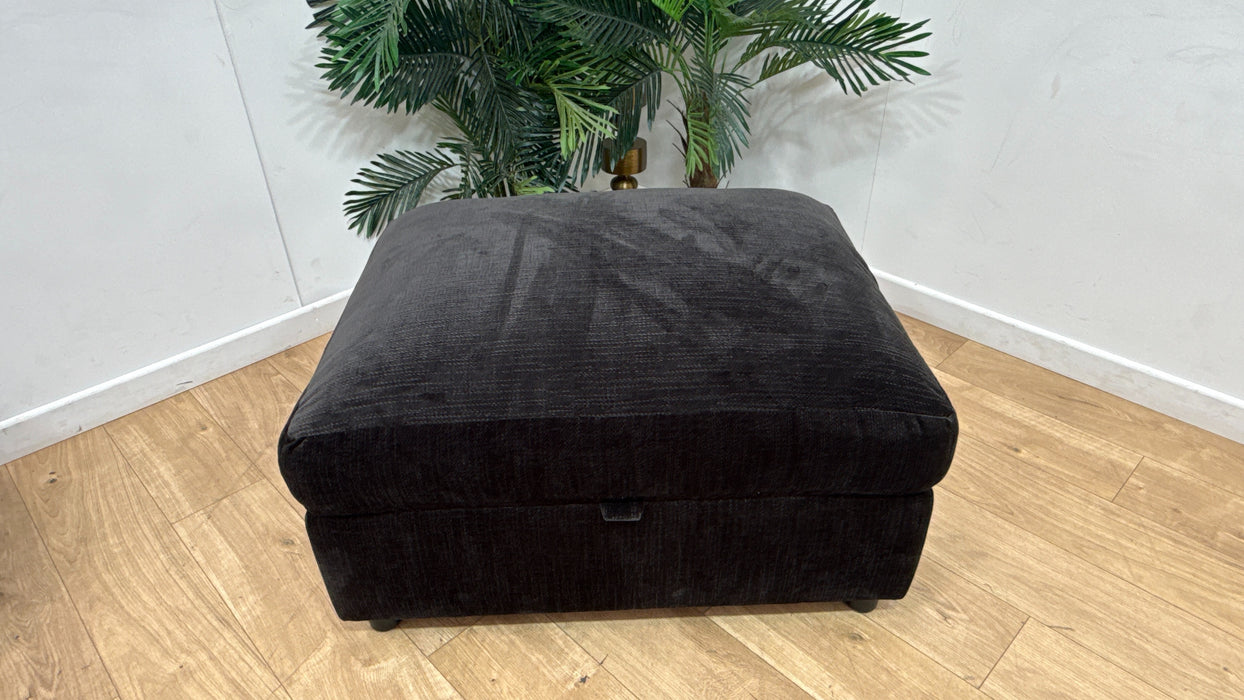 Sofology Moderna Fabric Storage Footstool Extra Flex Interior in Soft Slub Chenille Anthracite