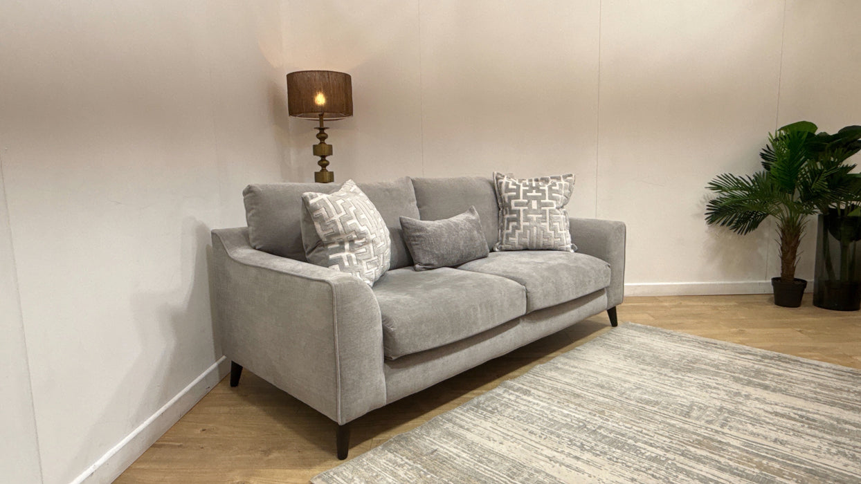 Sofology Mayfair Fabric 3 Seater Foam Seats in Soft Chenille Silver/Silver Mix