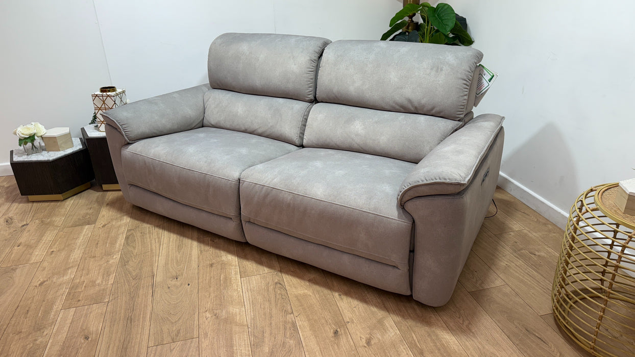 Sofology Hugo Fabric 2.5 Seater Power Recliner/Headrest in Lifestyle Flecked Stone