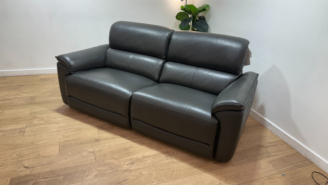 Sofology Hugo Leather 2.5 Seater Power Recliner/Headrest in Trusty Embossed Charcoal