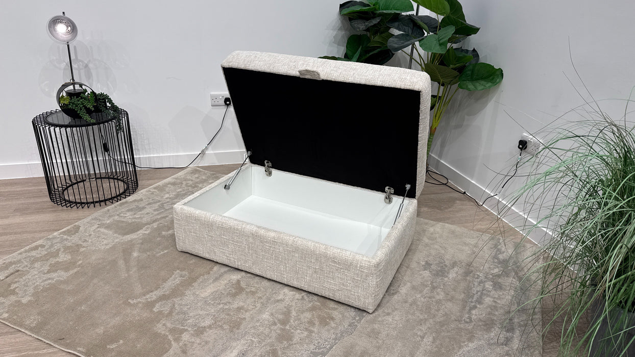 Sofology Cove Fabric Large Storage Footstool in Artisan Chenille Ecru