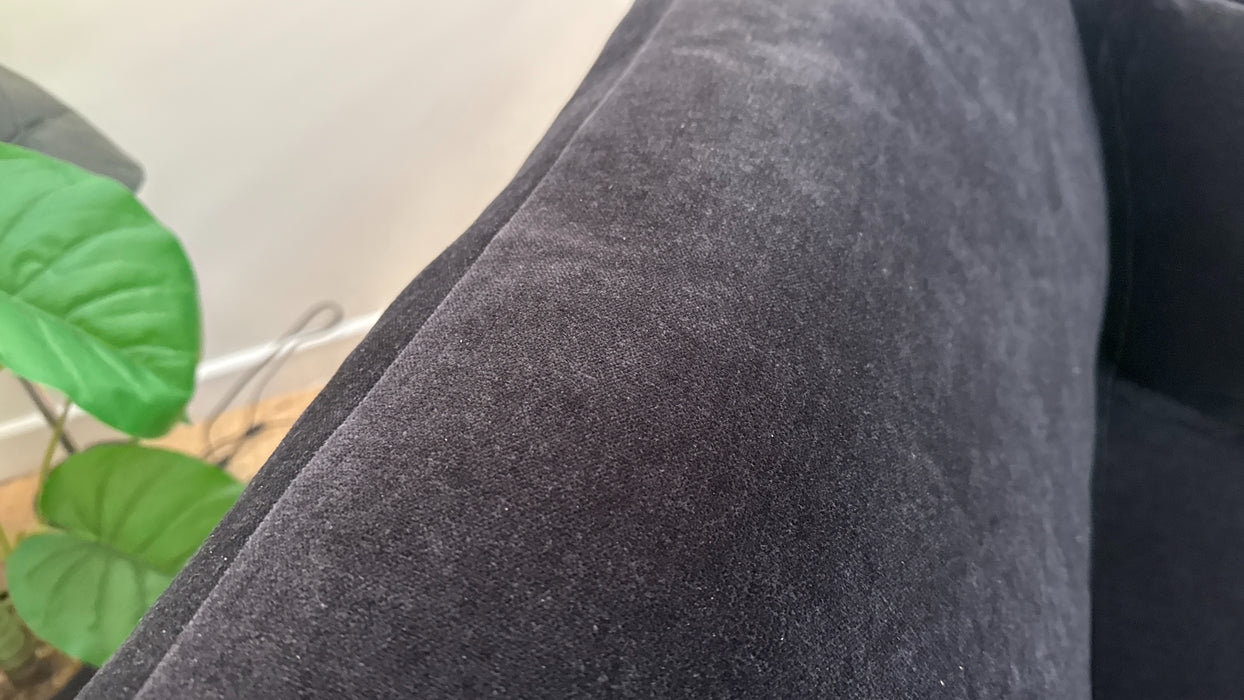 Sofology Calista Fabric Loveseat Full Back in Soft Chenille Ebony