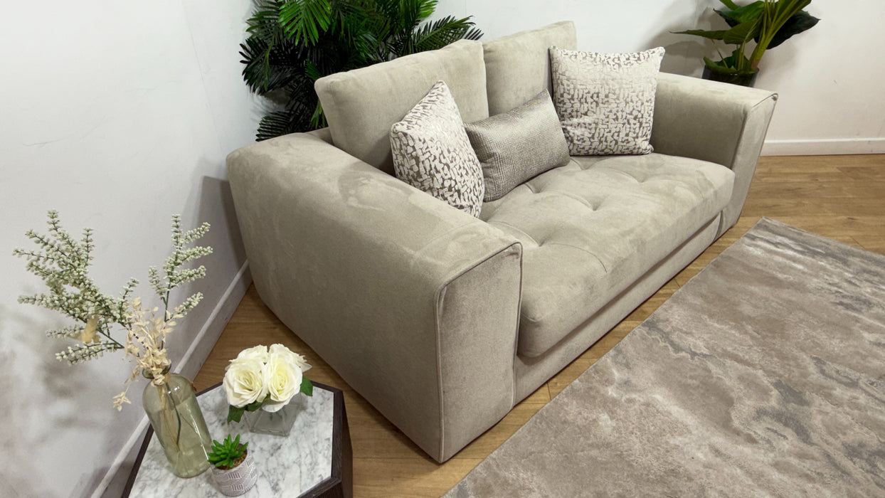 Sofology Ascot Fabric 2 Seater Bench Seat in Soft Sherpa Stone Mix