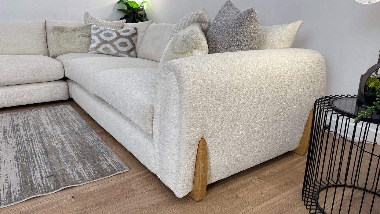 Sofology Marble Arch Fabric 3 Corner 3 in Camden Wood Trim Ecru Mix