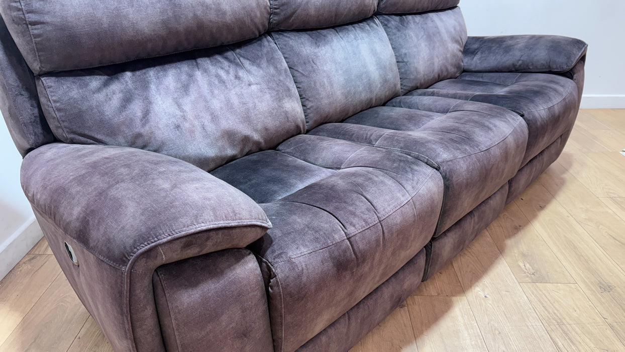 Sofology Radley Fabric 3 Seater Split Triple Power Recliner in Decent Charcoal