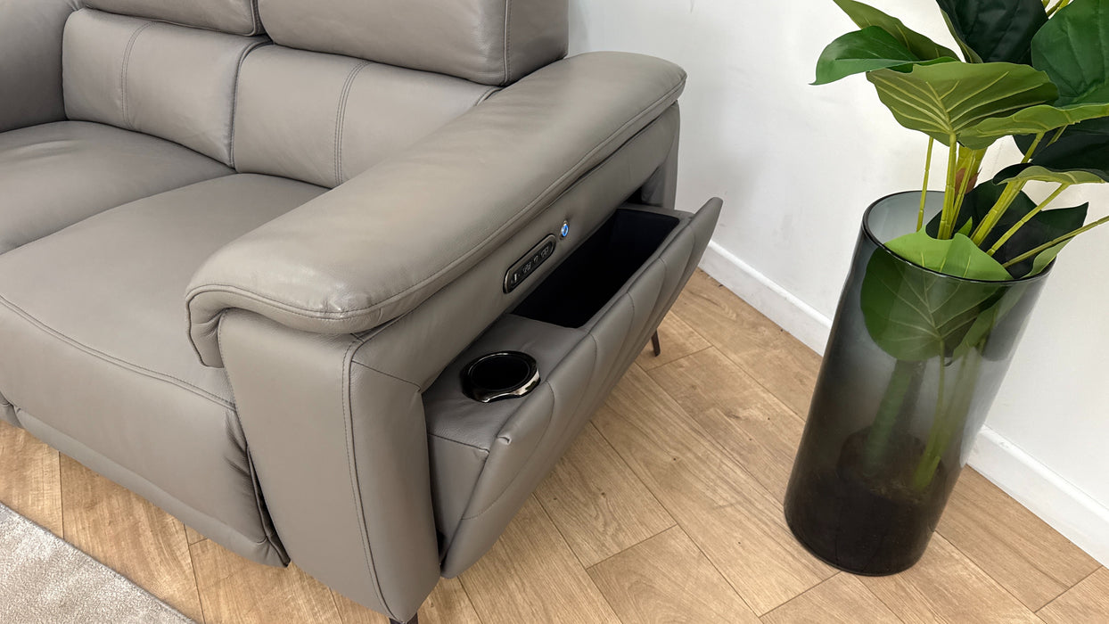 Sofology The Fratelli Leather 2 Seater Power Recliner/Headrest in Trusty Embossed Elephant