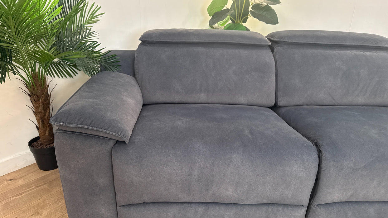 Sofology Benz Fabric 3 Seater Power Recliner/Headrest Heated Seat in Lifestyle Flecked Charcoal