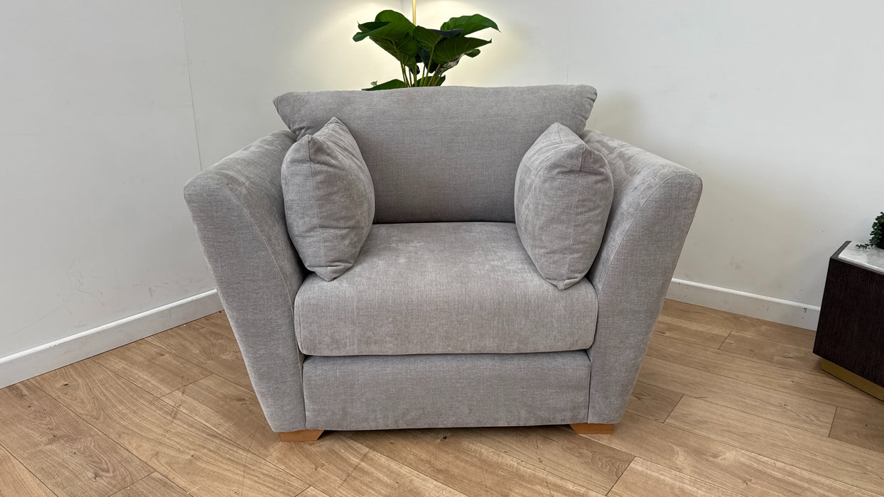 Sofology Calista Fabric Swivel Chair in Calista Soft Chenille Silver